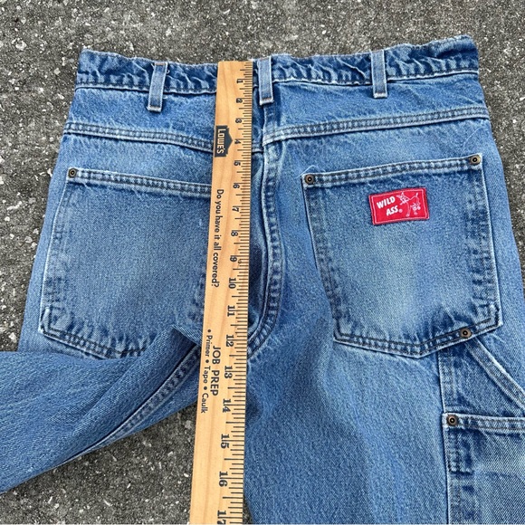 Vintage Wild Ass Men Carpenter Jeans Straight Blue Leg Pockets Log Workmen Retro - Picture 11 of 14